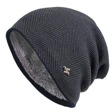 Imagem de Gorro Peluciado de Inverno Xthree Acrílico Cinza Unissex Estiloso Simples e Moderno para Frio