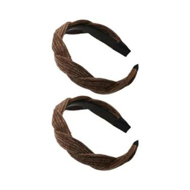 Imagem de Faixa De Cabelo Feminina Larga Retrô De Tecido Trançado Estilo Coreano