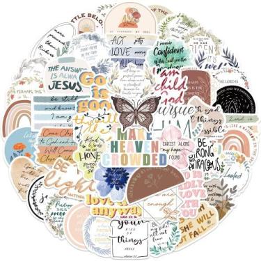 Imagem de 50 adesivos bíblicos inspiradores à prova dágua em vinil - Marca Própr