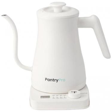 Imagem de Chaleira elétrica pescoço de ganso PantryPro branca fosca 1L 1500W com controle de temperatura Rapid-Boil, 110V