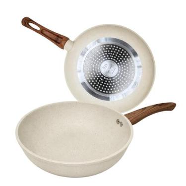 Imagem de Frigideira Wok Cerâmica 28cm Antiaderente Indução Gourmet - CLICK HOUS