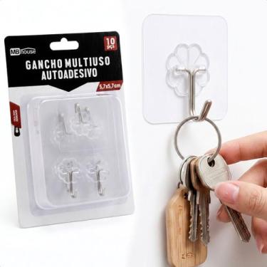 Imagem de Kit 10 Gancho Multiuso Adesivo Organizador Suporta Até 2kg Pendurar Ac