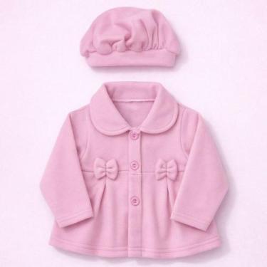 Imagem de Casaco Bebê Menina Inverno Com Boina Elegante Cor:lilasTamanho:G - Fan