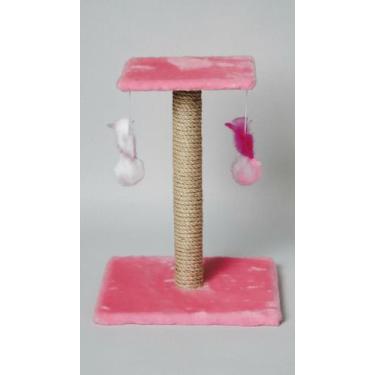 Imagem de Arranhador Gato Poste Duas Bases Brinquedo Duplo Pink - Congratulation