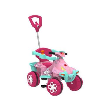Imagem de Quadriciclo Infantil a Pedal Rosa Bandeirante - Smart Quad com Empurra
