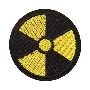 Imagem de Bordado | Costurar ou passar a ferro em remendo bordado Sinal perigo nuclear - fácil limpar distintivo remendo bordado nuclear para roupas mochilas chapéus camiseta Sritob