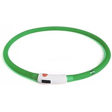Imagem de Coleira LED para cães recarregável por USB, coleiras de segurança brilhantes para animais de estimação, resistente à água, corte acende para redimensionar para caber em 30 a 70 cm para cães pequenos, médios e grandes (verde)