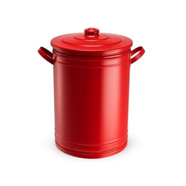 Imagem de Lixeira 30 Litros Vermelha Lata De Lixo Com Tampa E Alças