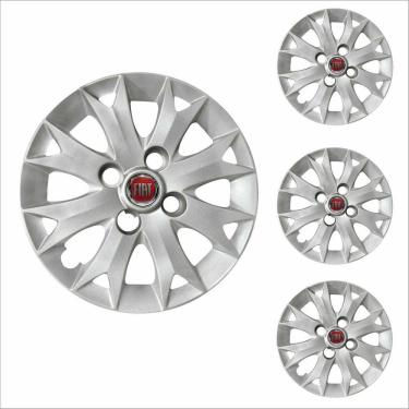 Imagem de Jogo Calota Aro 13 Palio Fire 2014 Fiat + Emblema Resinado