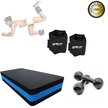 Imagem de Kit Aeróbico Caneleira 1 Kg + Step Em Eva + Halter 1Kg