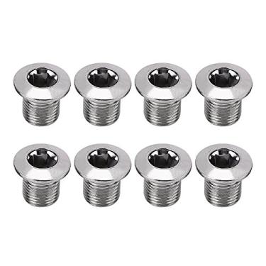 Imagem de porcas de liga de alumínio para pedaleira de bicicleta parafusos de roda de corrente para bicicleta de estrada,8 peças M8 parafusos de coroa de bicicleta única, mountain bike, bmx, mtb pedaleira
