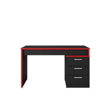 Imagem de Mesa Gamer Para Computador Drx-5000 Preto Tx/ Vermelho Tx - Móveis Leã