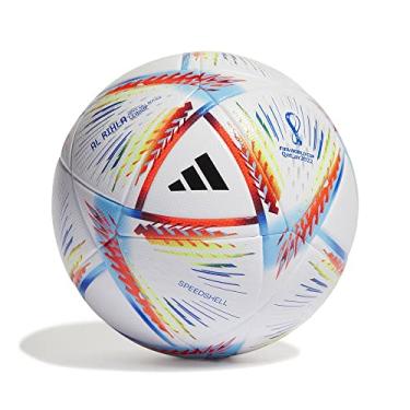 Imagem de adidas Bola de futebol unissex para adultos Copa do Mundo FIFA Catar 2022 Al Rihla League, branco/pantone, 5