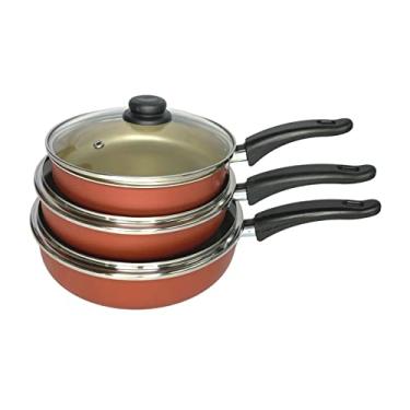 Imagem de Conjunto Frigideira Antiaderente 3 Peças Com Tampa De Vidro (Cereja)