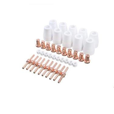Imagem de Qiang Han 90 peças Bocal de Eletrodo de Corte de Plasma Cortador de Plasma Consumíveis Acessório Estendido Fit Cut40 50 Com Cortador de Plasma Tocha PT31 LG40