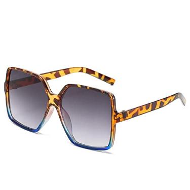 Imagem de Óculos de Sol Quadrado Luxo Feminino Designer Moldura Retro Grande Óculos De Sol Feminino Vintage Gradiente Masculino Óculos Feminino, C5 LeopardAzul, Como Imagem