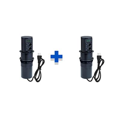 Imagem de Kit Torres Tomada Totem Slim Manual 2Tom 20A 2 e 3 USB 5.2A COR:PRETO