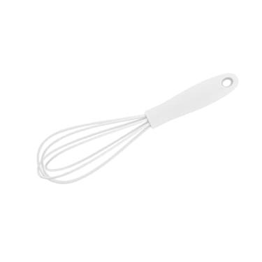 Imagem de harayaa Batedor manual de silicone para cozinha, misturador de panelas com alça macia, batedor sem ovos para bater assar alimentos, farinha, branco