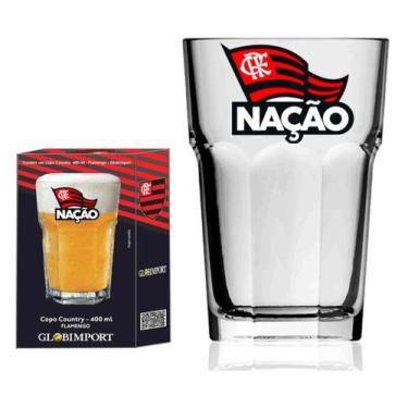 Imagem de Copo De Cerveja Flamengo Nação Rubro Negra Vidro 400ml - Globimport