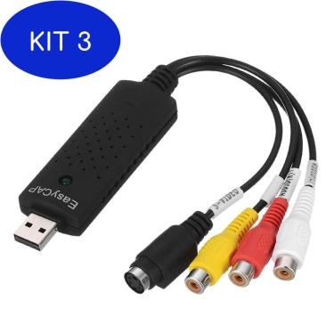 Imagem de Kit 3 Placa de Captura Áudio e Vídeo USB