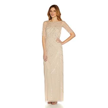 Imagem de Adrianna Papell Vestido feminino longo com contas, Biscotti, 40