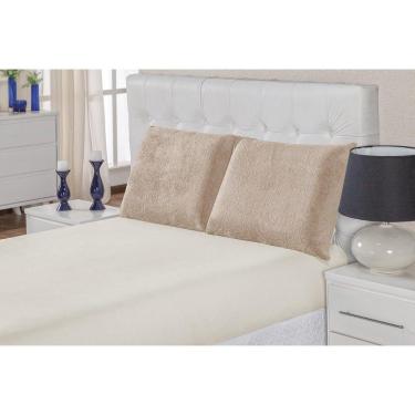 Imagem de Par De Fronhas Biasoft 2 Peças Manta Flannel Cáqui