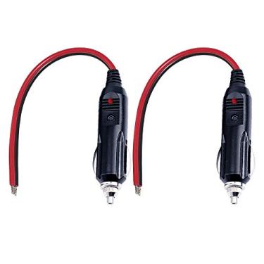Imagem de SPARKING Plugue macho de reposição de isqueiro de 12 V com chumbo – Adaptador de alimentação de carro 24 V acessórios automotivos com luzes LED, fusível de 15 A (plugue macho para terminal estanhado)