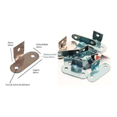 Imagem de Cantoneira De Inox Com 3 Furos Para Fixar Moveis 50 Peças