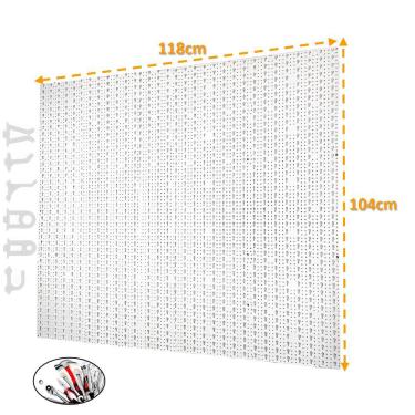 Imagem de Painel Expositor De Ferramentas Modular 118cm x 104cm Em Plástico Perfurado Com 96 Ganchos Parede Branco - AMZ
