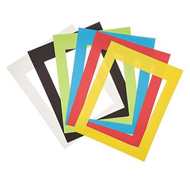 Imagem de Quadros brilhantes Hygloss – Moldura de papel retangular com recorte retangular – 6 cores divertidas – Moldura pequena – 12 cm x 17 cm – Tamanho da abertura 7 cm x 12 cm – 24 unidades