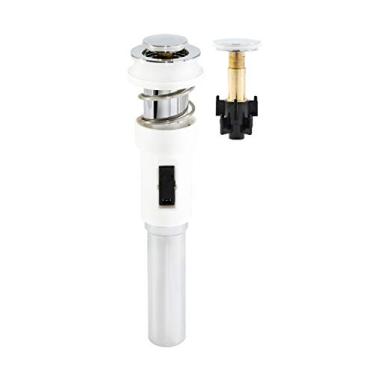 Imagem de Dreno inteligente pop up – segundos para instalar! Conjunto de drenagem com mola para pias de banheiro com transbordamento, tampa de encaixe de cabelo embutida, acabamento cromado, certificado CUPC