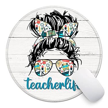 Imagem de ZHANTUONE Tapete de mouse redondo vida do professor com borracha antiderrapante e bordas costuradas acessórios de mesa presentes de escritório para mulheres amigas melhores amigas filha formatura amiz