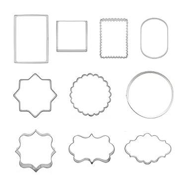 Imagem de BILI Conjunto de 10 peças de cortadores de biscoito com moldura de placa, moldes de cortador de biscoito para formas de biscoito e frutas