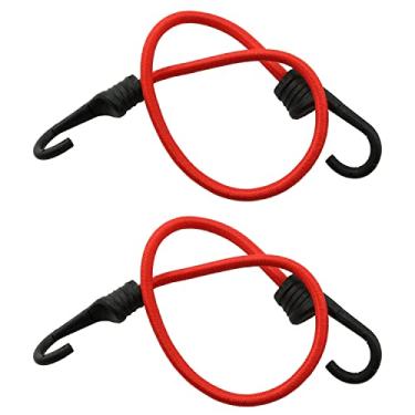 Imagem de Cordão elástico ZYAMY 2 peças cordas elásticas vermelhas de 61 cm cordas de suspensão com ganchos adequado para atividades ao ar livre, camping, barraca, bagagem, bicicleta