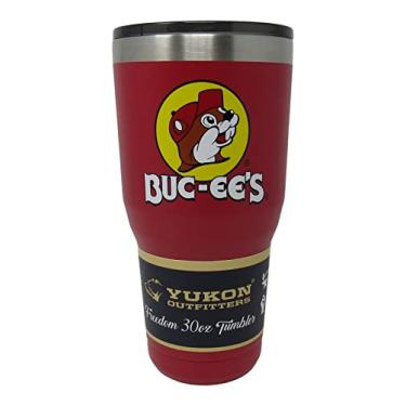 Imagem de Buc-ee's Copo vermelho de aço inoxidável com Bucky the Beaver, parede dupla isolada a vácuo, 850 g