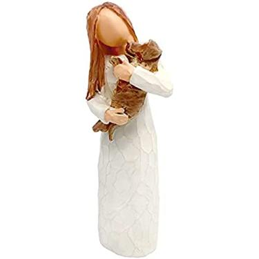 Imagem de Anjo da amizade, estátua do cão anjo, decoração do cão anjo, presente comemorativo do cão, presente da amizade do cão, presente perdido do cão, presente
