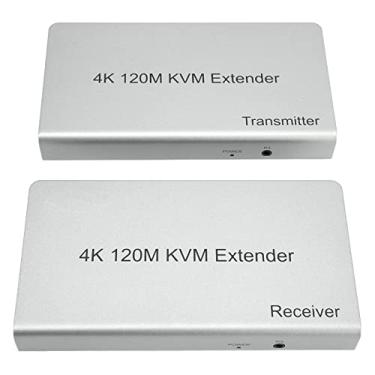 Imagem de KVM Extender, 4K 60Hz 394ft USB KVM HDMI Extender Long Range Audio Video Extender, Over Cat6 Cat7 Ethernet Cable, Latência Quase Zero, Suporte a Teclado e Mouse, Plug and Play (Plugue UE)