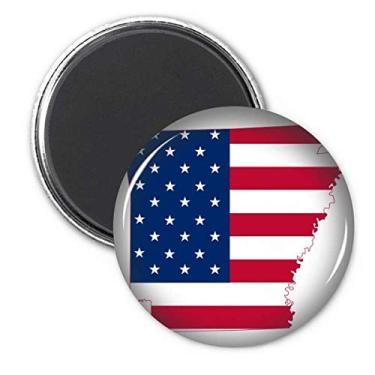Imagem de Arkansas America Mapa Estrelas Listras Bandeira Forma Círculo Ímã de Geladeira Emblema 3 peças