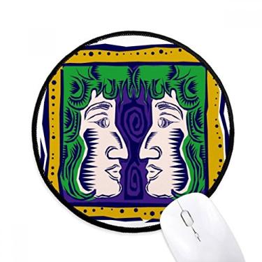 Imagem de DIYthinker Constelação pintada à mão Gêmeos México Cultura Mouse Pad Desktop Escritório Tapete Redondo para Computador
