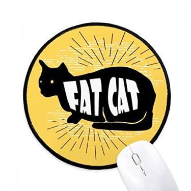 Imagem de DIYthinker Tapete de rato preto animal gato contorno natural desktop escritório tapete redondo para computador