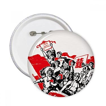Imagem de Bandeira vermelha Mao Zedong citações vermelho China pinos redondos crachá botão emblema decoração acessório 5 peças
