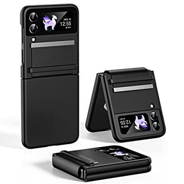 Imagem de Capa fosca ultrafina para a pele para Samsung Galaxy Z Flip 3 4 Capa traseira ajustável em couro liso com dobradiça dobrável à prova de choque, preta, para galaxy Z flip 4