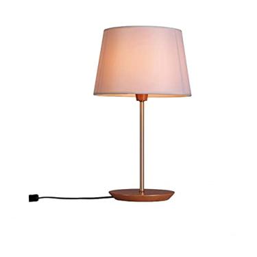 Imagem de Abajur de Mesa 45cm Cúpula Algodão Cru Slim Madelustre Castanho/dourado