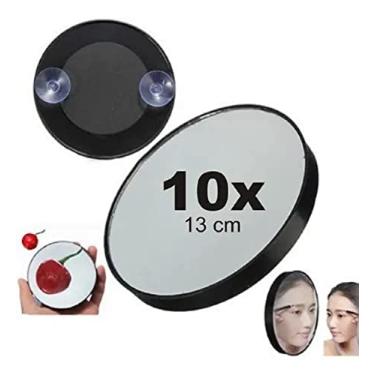 Imagem de Espelho Lente Aumento 10x Maquiagem 13cm Ventosas De Fixação