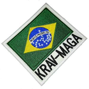Imagem de Am059t 01 Krav-Maga Bandeira Brasil Patch Bordado Termocola - Br44