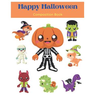Imagem de Caderno de redação primária Happy Halloween, livro de compensação pautado largo, papel pautado, caderno de trabalho de escrita do ano 2, 100 folhas, 21 x 28