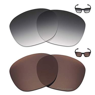 Imagem de Mryok+ 2 pares de lentes polarizadas de substituição para óculos de sol Oakley Garage Rock – Cinza dégradé, marrom bronze