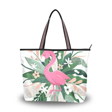 Imagem de Bolsa de ombro feminina My Daily com flores tropicais de flamingo, Multi, Medium