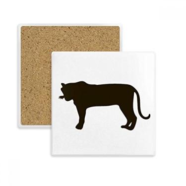 Imagem de Porta-copos quadrado de tigre preto com retrato de animal quadrado, suporte de subplaca para caneca com pedra isolante