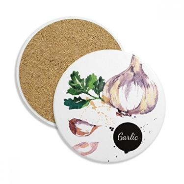 Imagem de Caneca de porta-copos de alho vegetal saborosa e saudável para aquarela com proteção de mesa, pedra absorvente